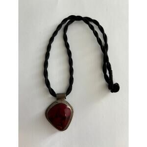 Sterling Silver Red Stone Pendant ATI Large Minimalist
